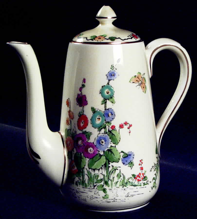 Hollyhock Mini Coffee Pot & Lid by Crown Staffordshire-1