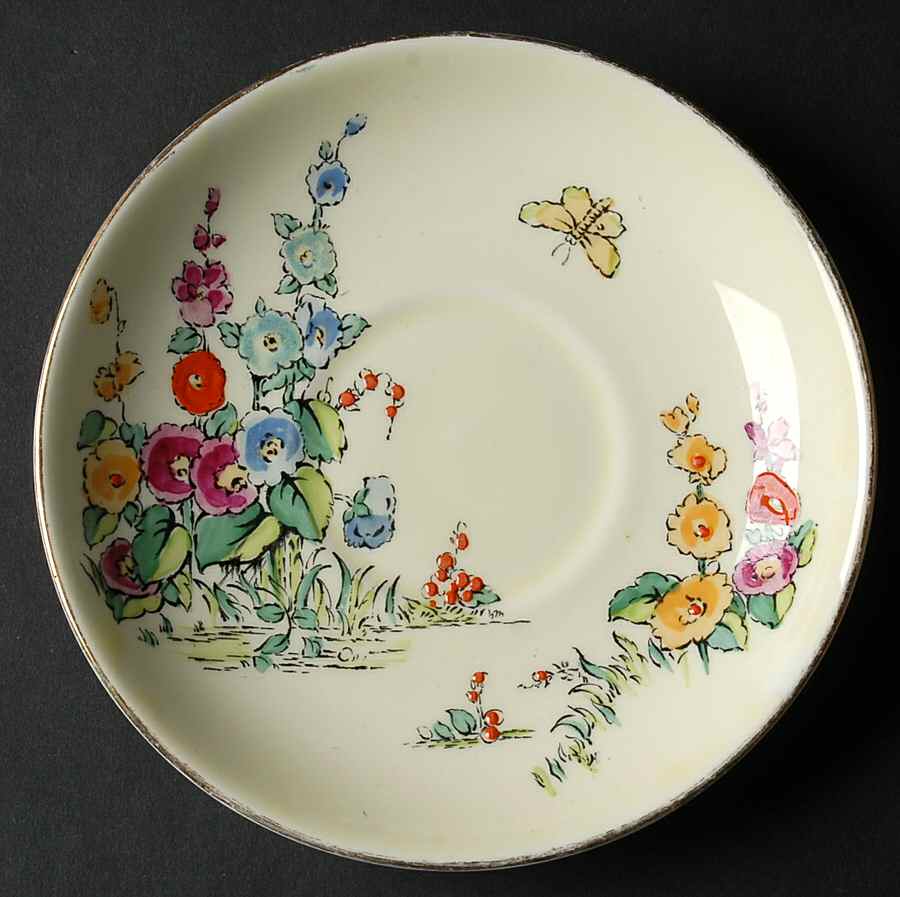Hollyhock Saucer for Oversized Cup by Crown Staffordshire-1