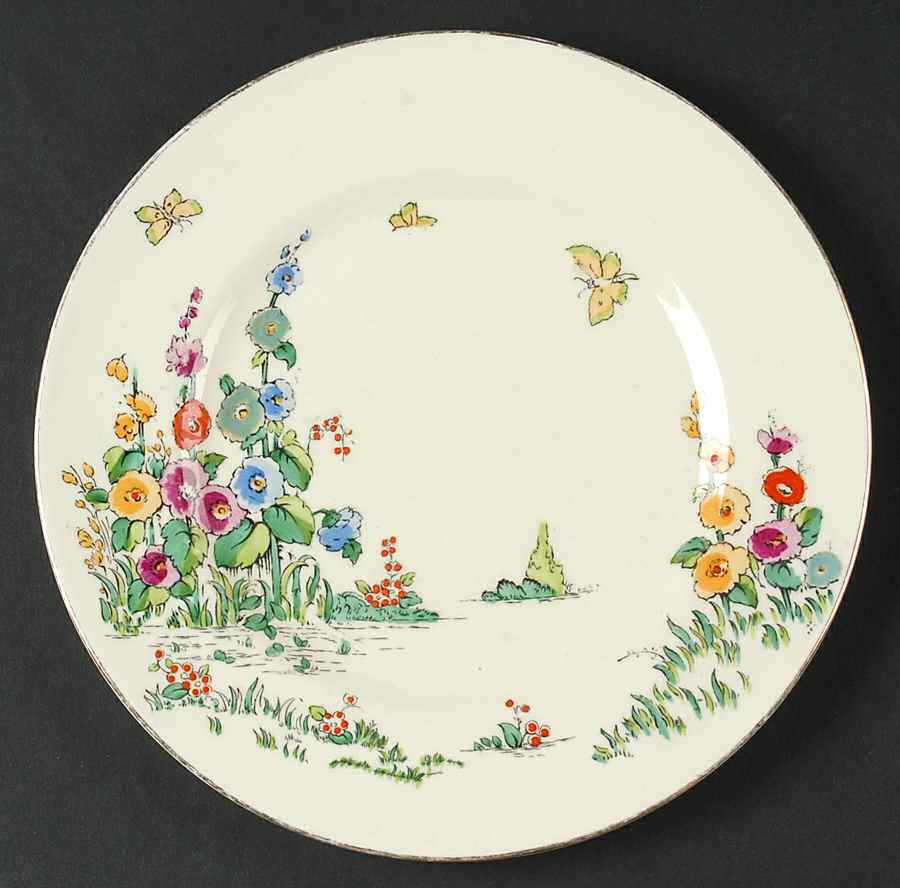 Hollyhock Luncheon Plate by Crown Staffordshire-1