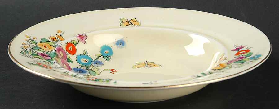 Hollyhock Round Butter No Lid by Crown Staffordshire-1