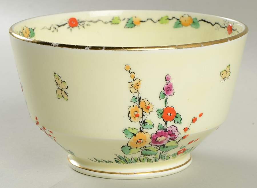 Hollyhock Cranberry Bowl by Crown Staffordshire-1