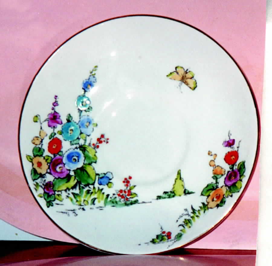 Hollyhock Saucer by Crown Staffordshire-1