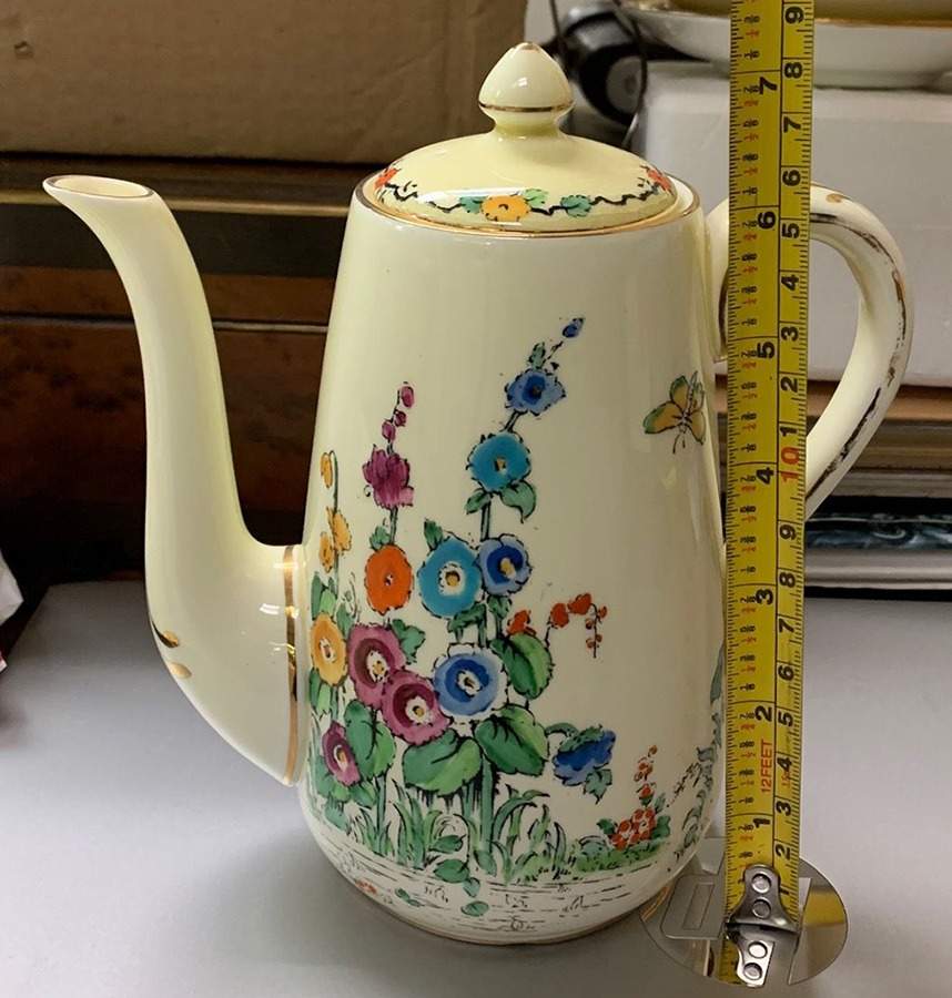 Hollyhock Coffee Pot & Lid by Crown Staffordshire-1