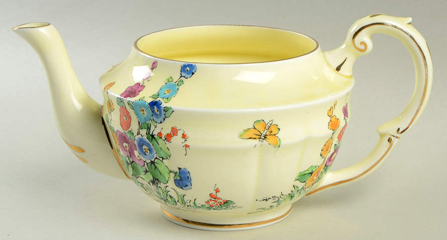 Hollyhock Mini Teapot No Lid by Crown Staffordshire-1