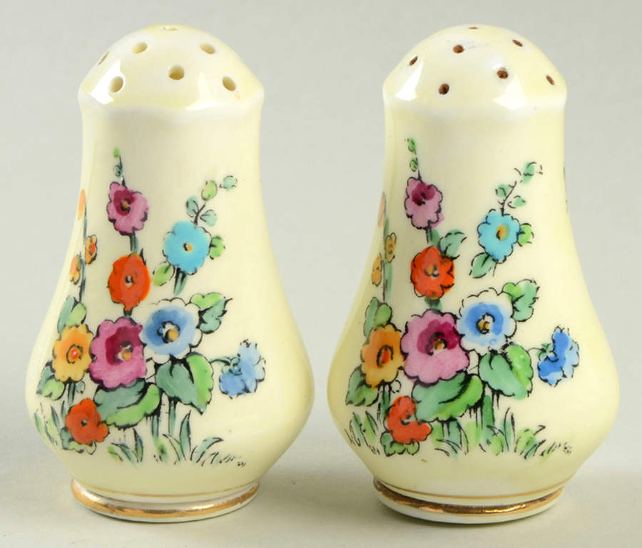 Hollyhock Salt & Pepper Set by Crown Staffordshire-1
