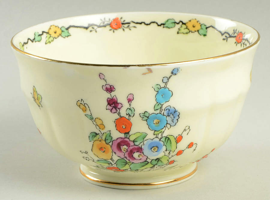 Hollyhock Cranberry Bowl by Crown Staffordshire-1