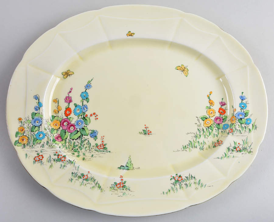 Hollyhock 15" Oval Serving Platter by Crown Staffordshire-1