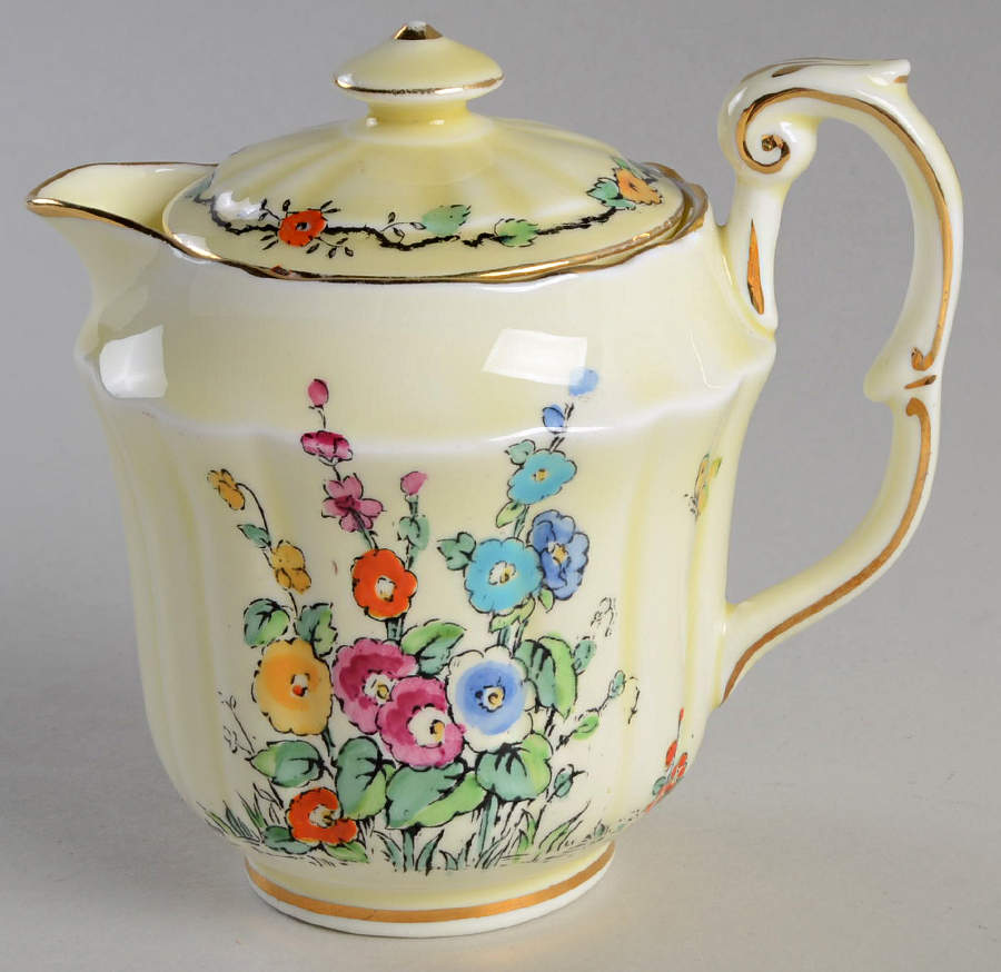 Hollyhock Creamer & Lid by Crown Staffordshire-1