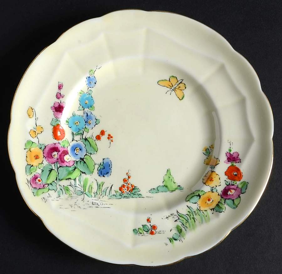 Hollyhock Dessert/Pie Plate by Crown Staffordshire-1