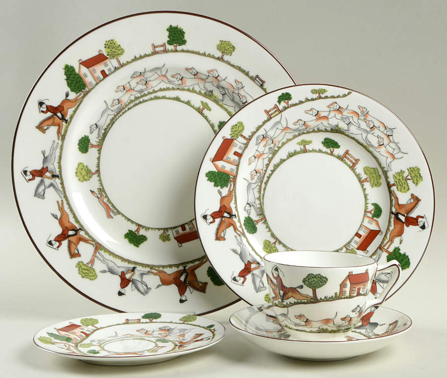 Hunting Scene 5 Piece Place Setting by Crown Staffordshire-1