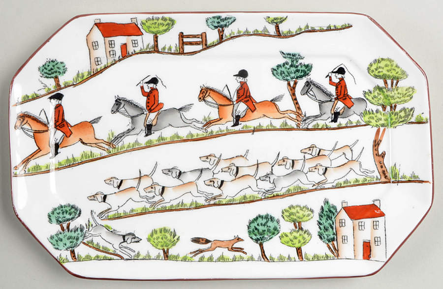 Hunting Scene Rectangular Tray by Crown Staffordshire-1