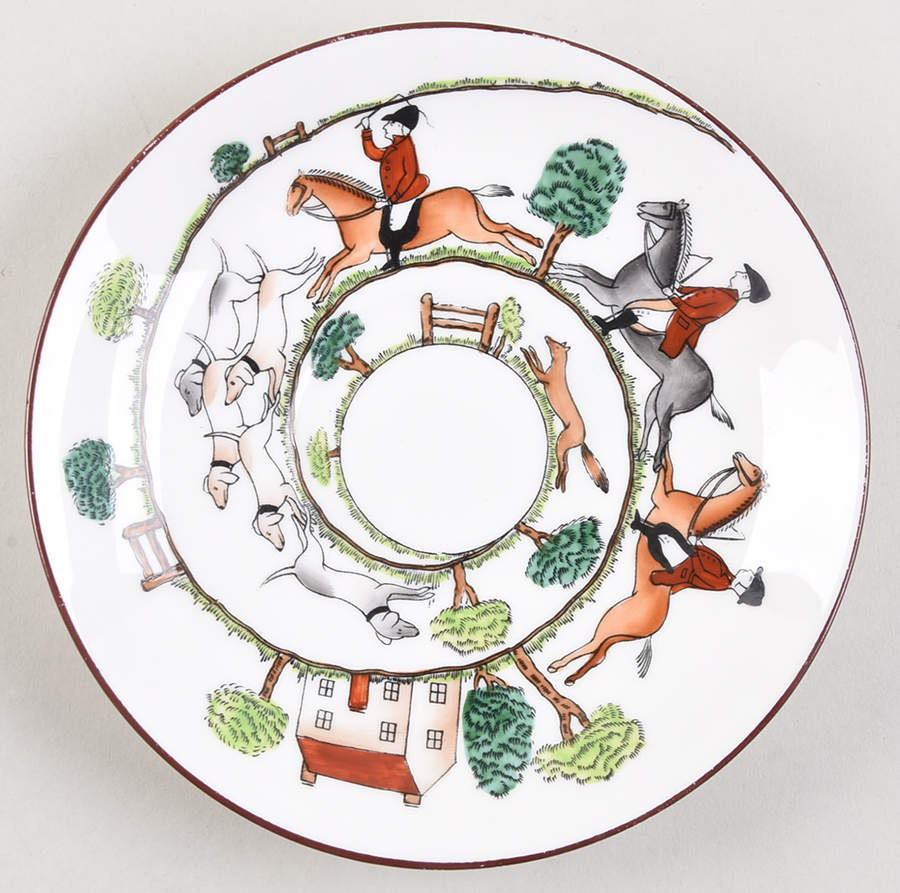 Hunting Scene Saucer for Oversized Cup by Crown Staffordshire-1