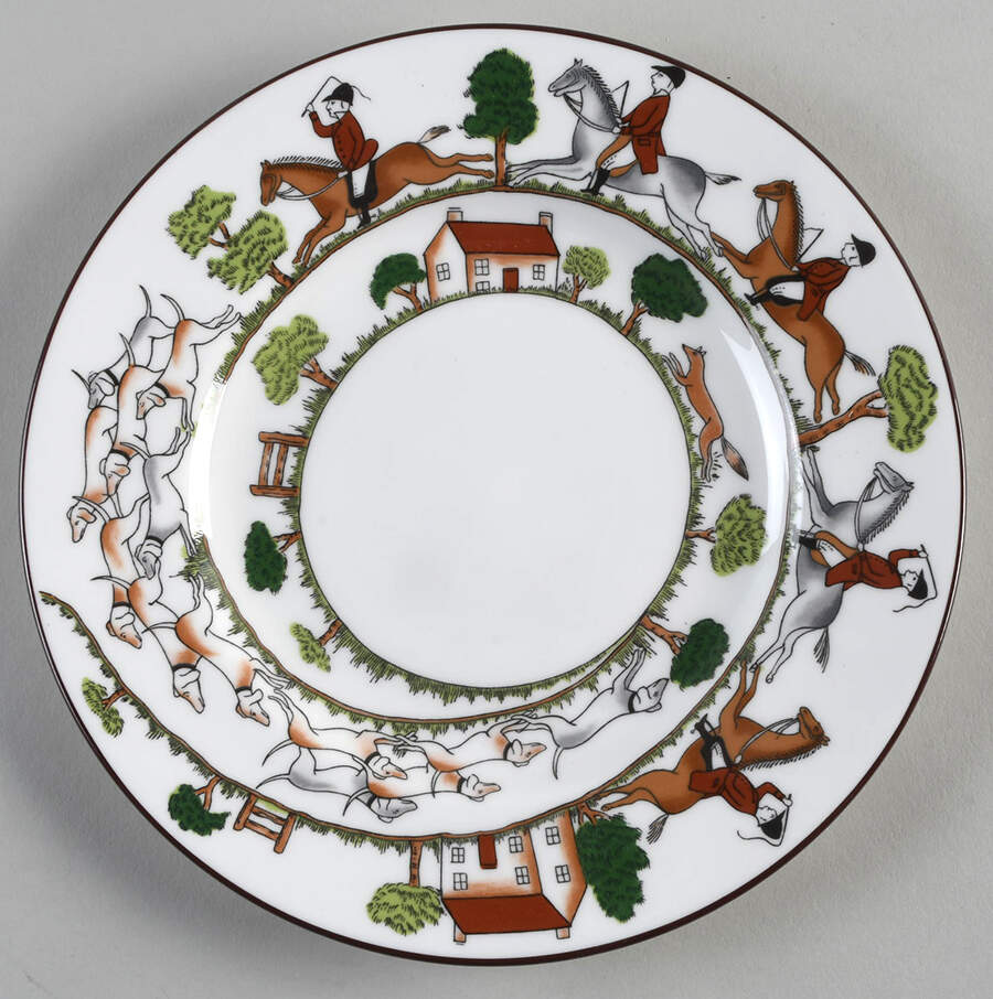 Hunting Scene Salad Plate by Crown Staffordshire-1