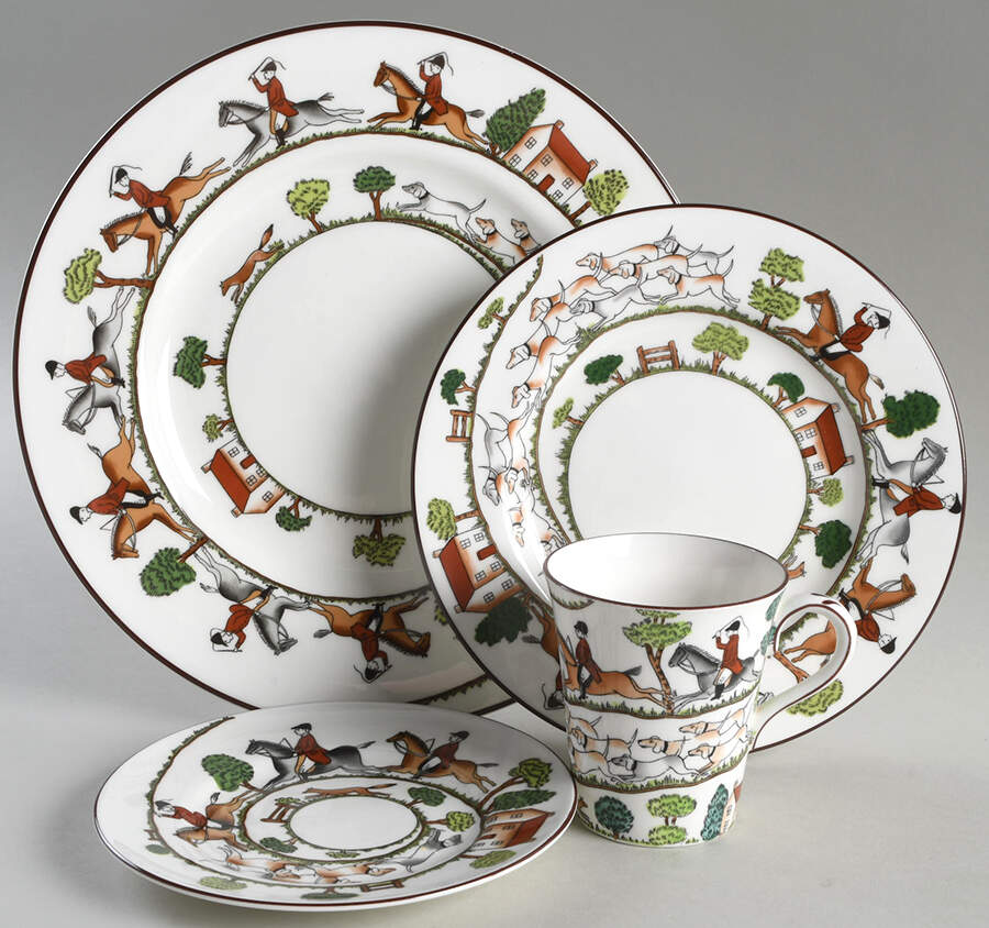 Hunting Scene 4 Piece Place Setting by Crown Staffordshire-1