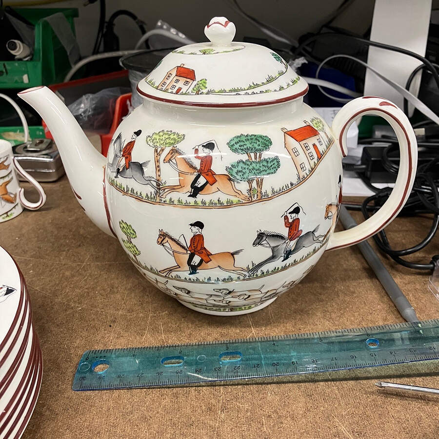 Hunting Scene Teapot & Lid by Crown Staffordshire-1