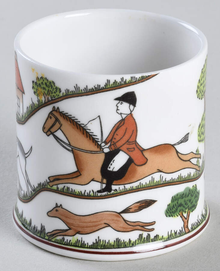 Hunting Scene Mustard Jar No Lid by Crown Staffordshire-1