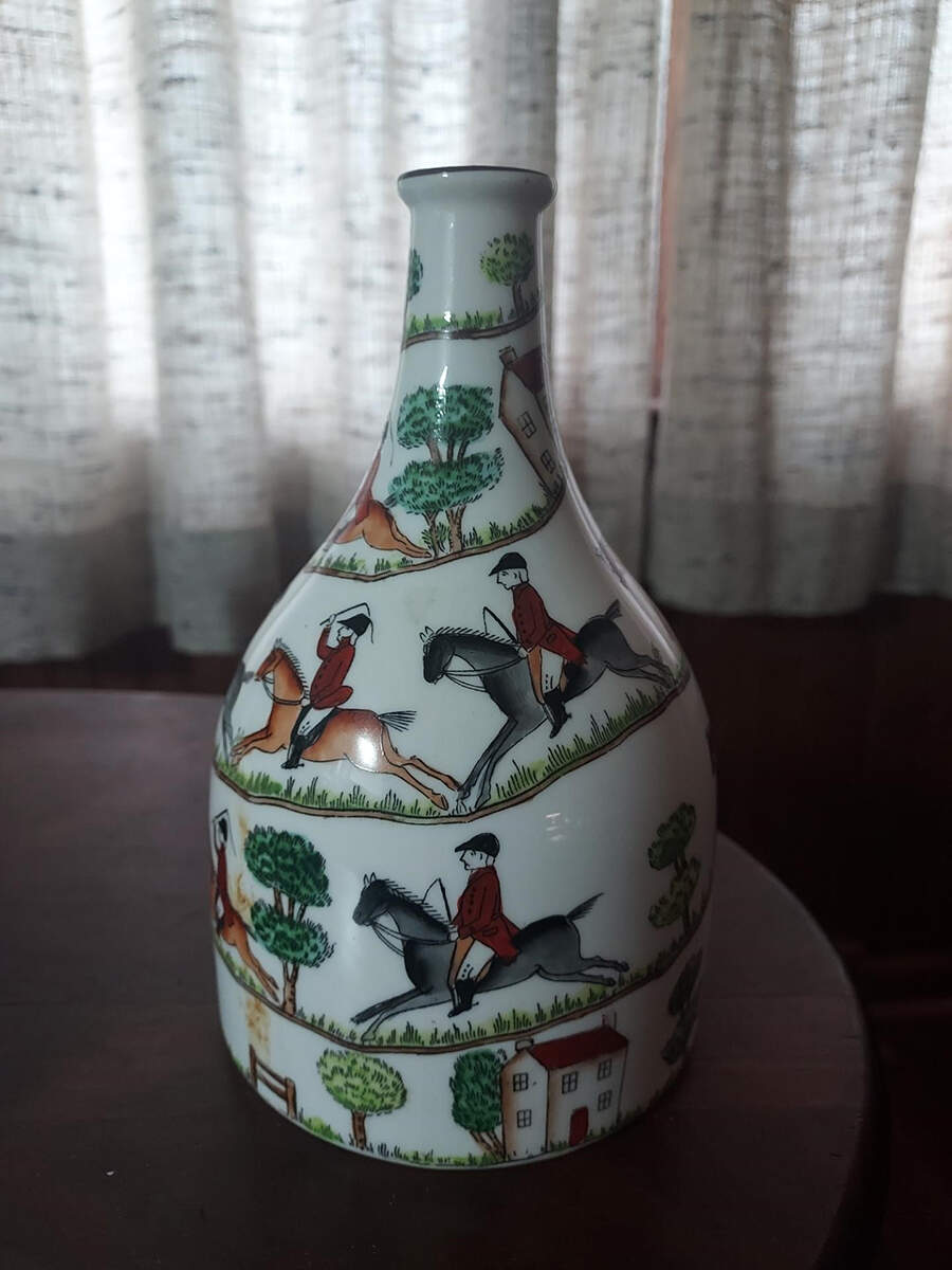 Hunting Scene Decanter No Stopper by Crown Staffordshire-1