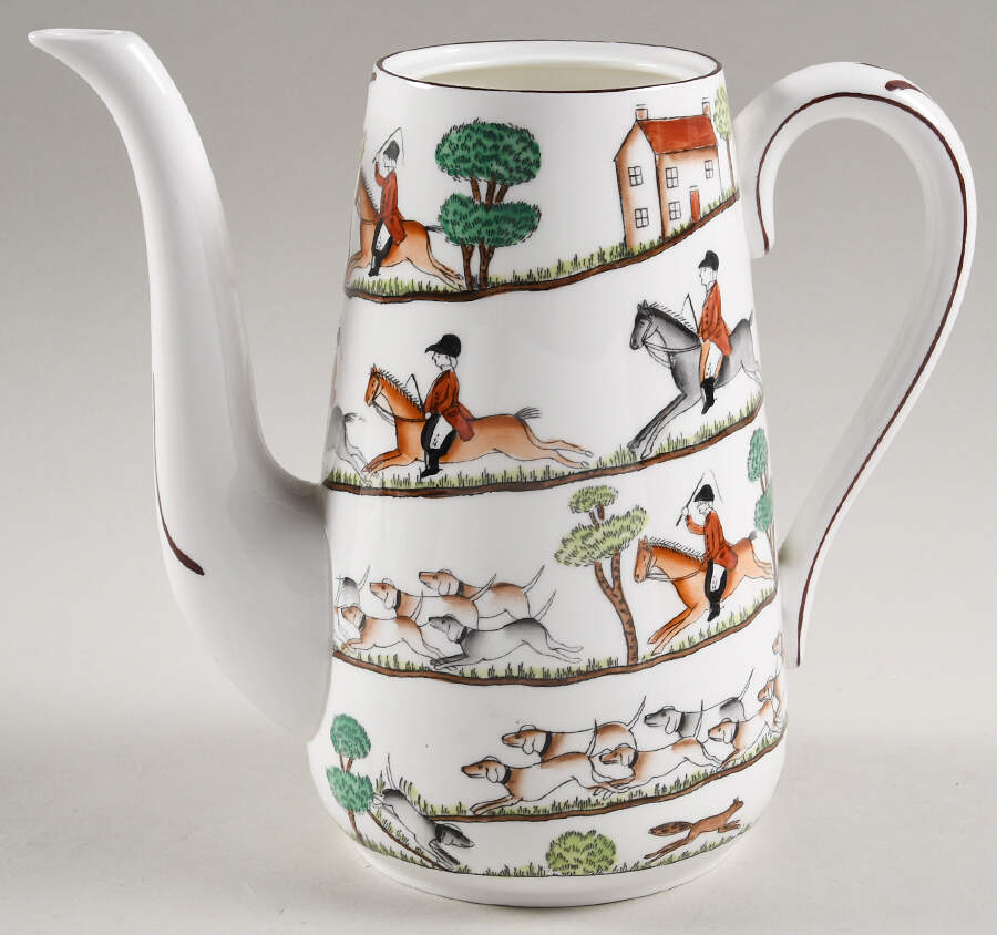 Hunting Scene Coffee Pot No Lid by Crown Staffordshire-1