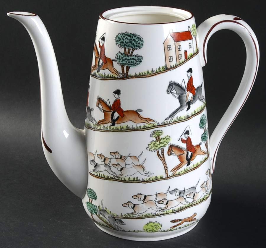 Hunting Scene Coffee Pot No Lid by Crown Staffordshire-1