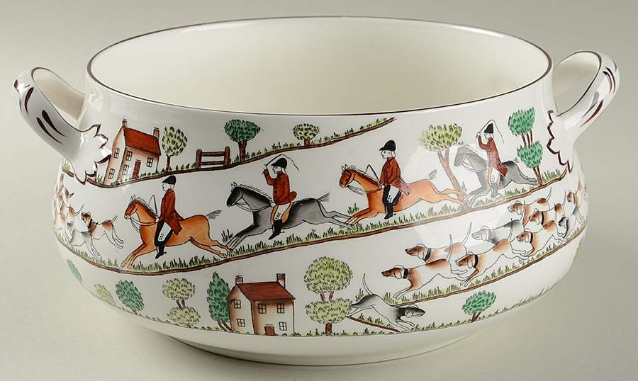 Hunting Scene Tureen No Lid by Crown Staffordshire-1