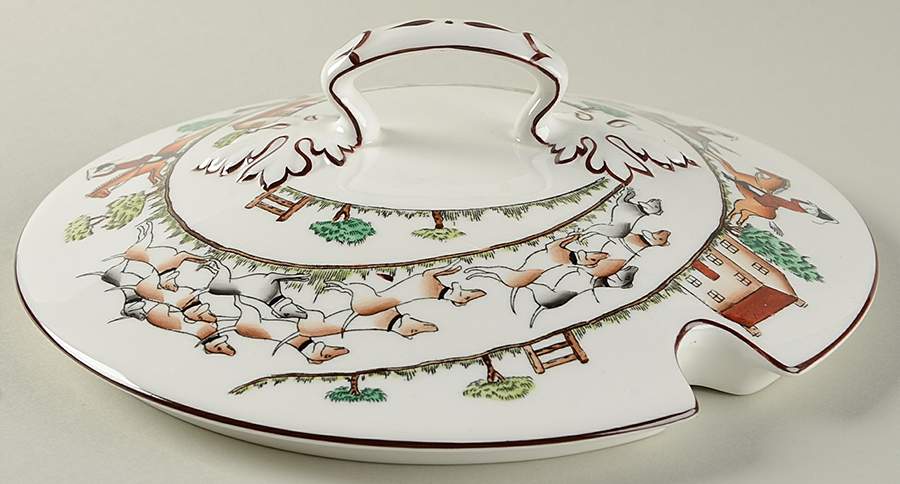 Hunting Scene Lid for Tureen by Crown Staffordshire-1