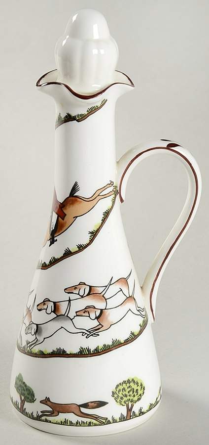 Hunting Scene Cruet with Stopper by Crown Staffordshire-1