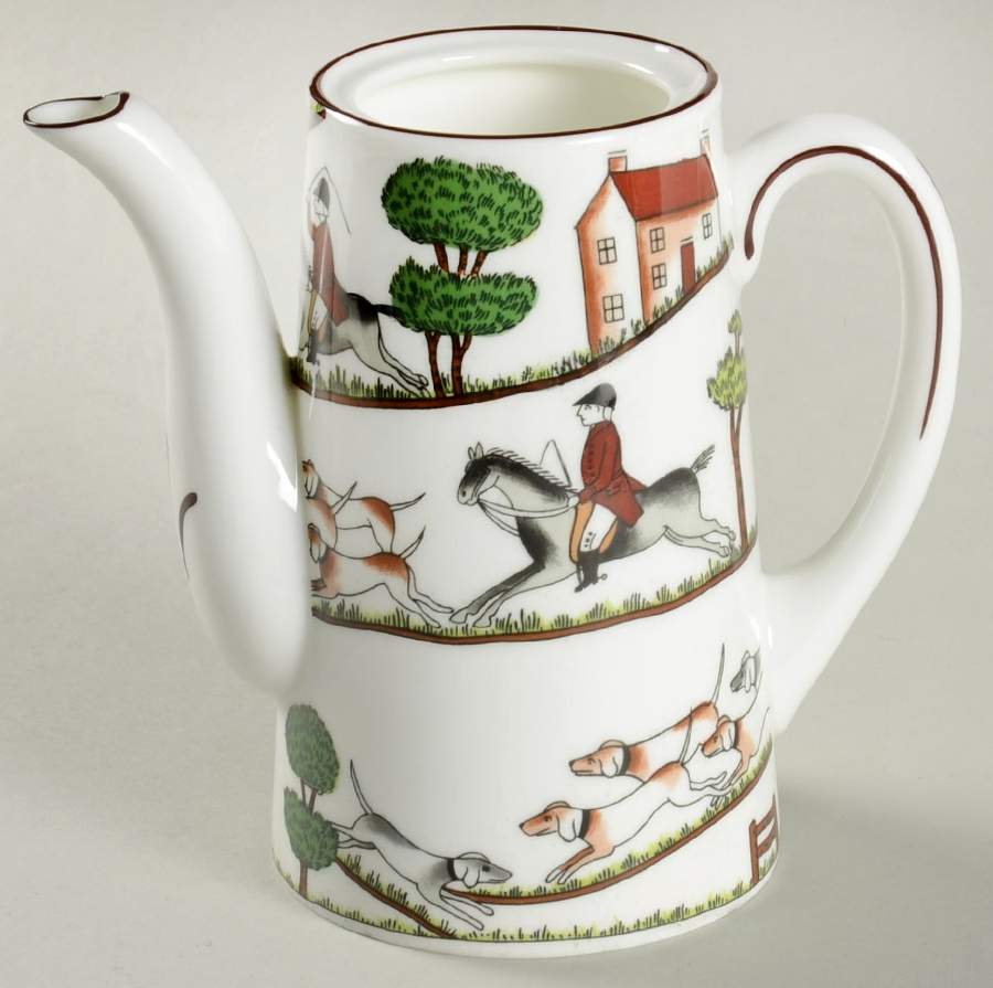 Hunting Scene Mini Coffee Pot No Lid by Crown Staffordshire-1
