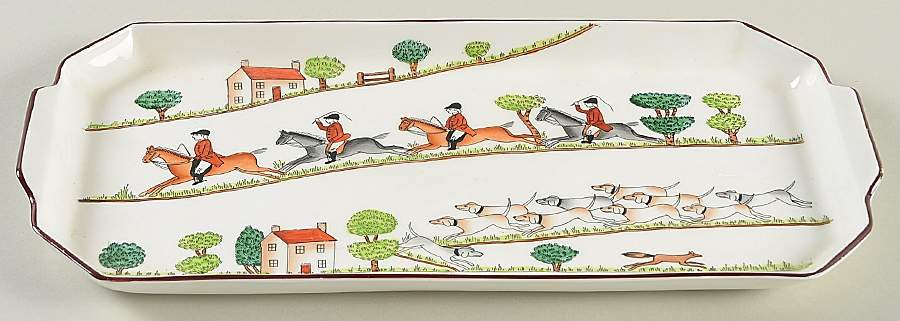 Hunting Scene Large Sandwich Tray by Crown Staffordshire-1