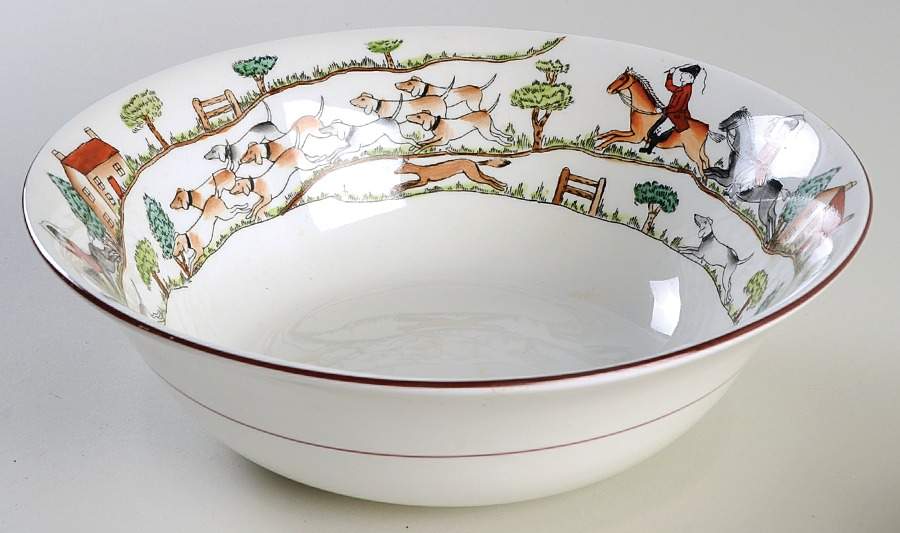 Hunting Scene 8" Round Vegetable Bowl by Crown Staffordshire-1