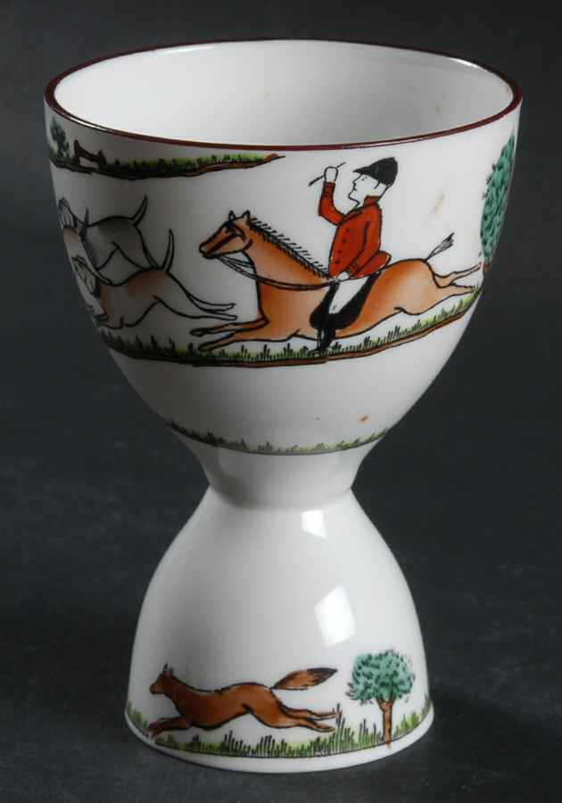 Hunting Scene Double Egg Cup by Crown Staffordshire-1