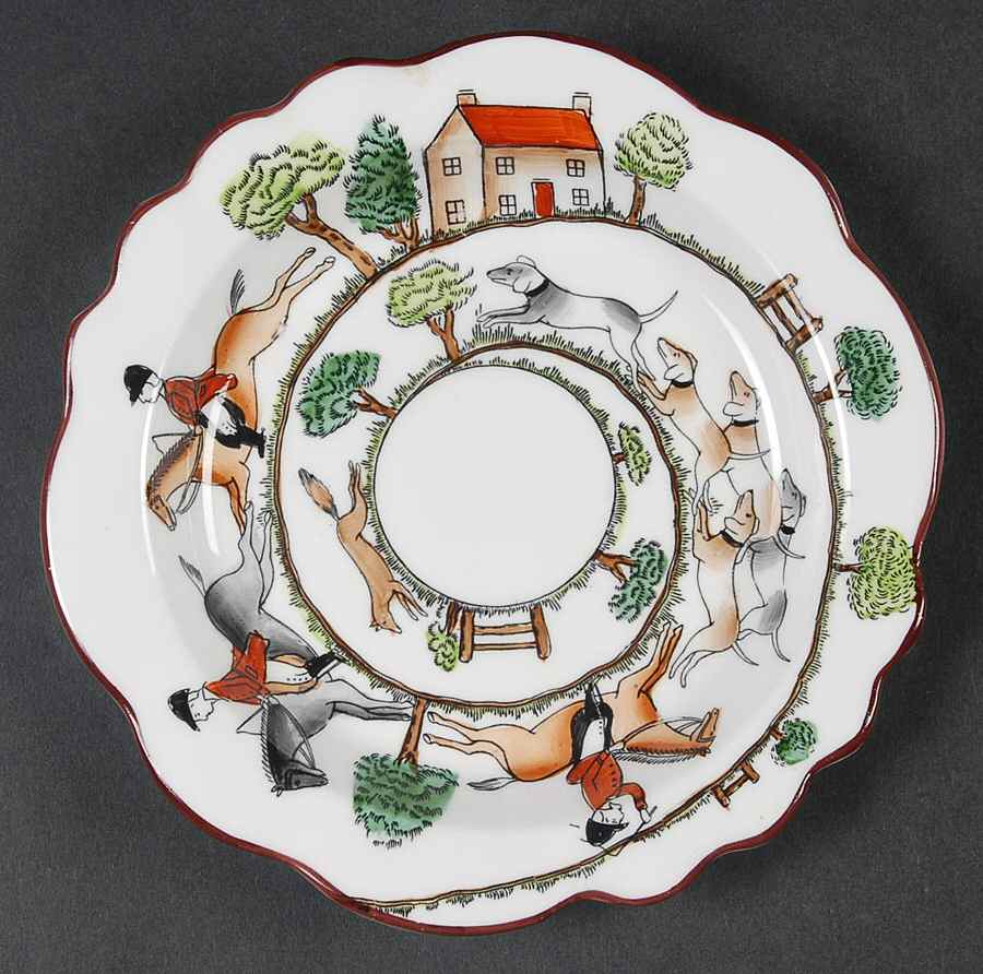 Hunting Scene Wine Bottle Coaster by Crown Staffordshire-1