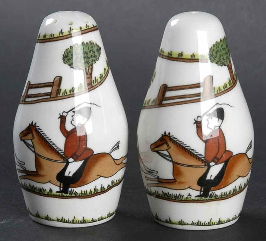 Hunting Scene Salt & Pepper Set by Crown Staffordshire-1
