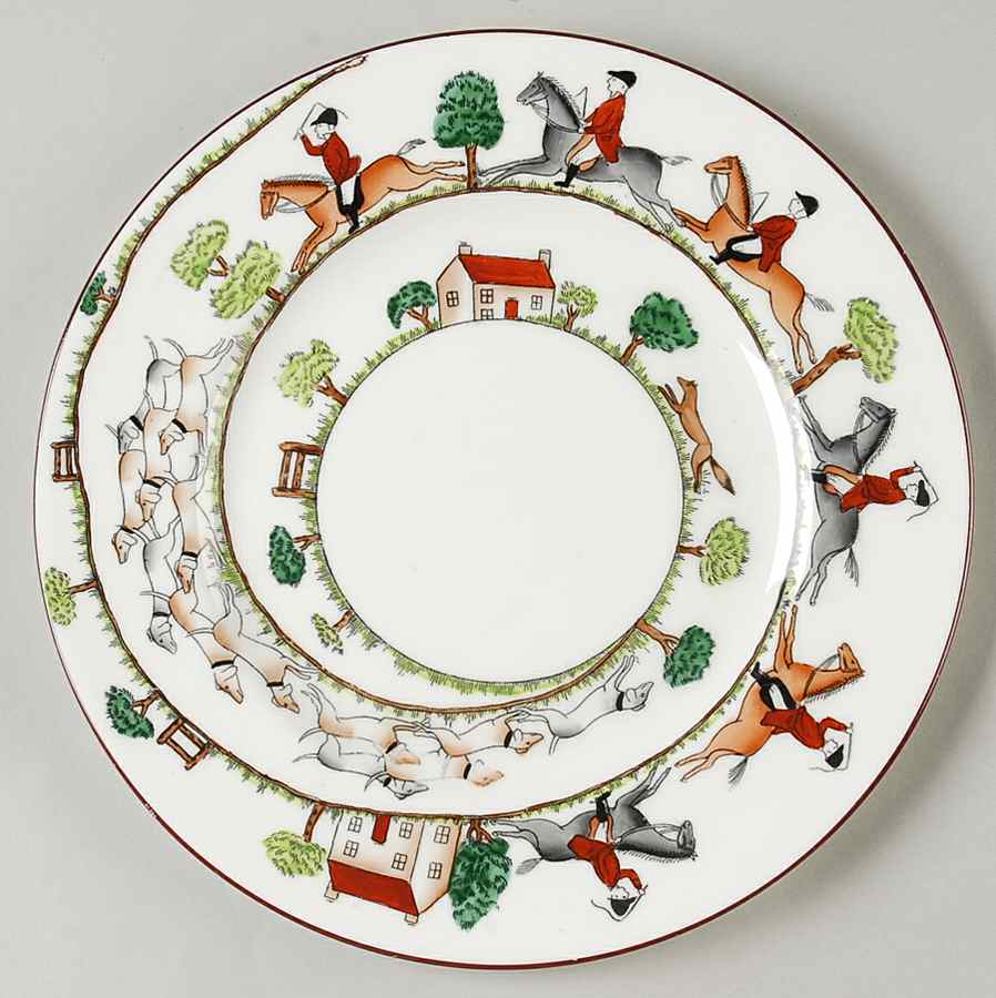 Hunting Scene Luncheon Plate by Crown Staffordshire-1