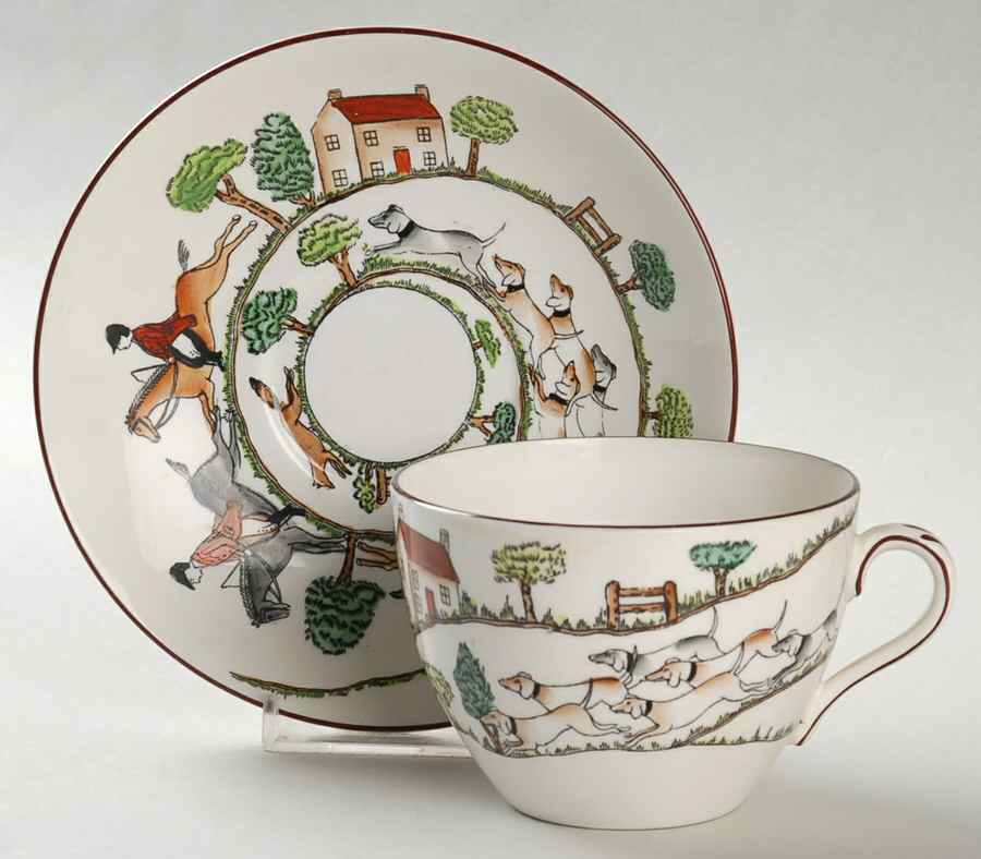Hunting Scene Oversized Cup & Saucer Set by Crown Staffordshire-1