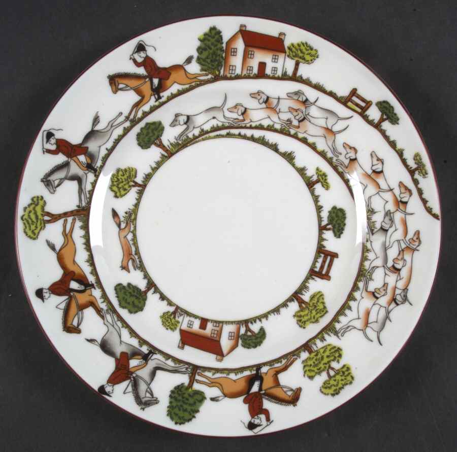 Hunting Scene Salad Plate by Crown Staffordshire-1