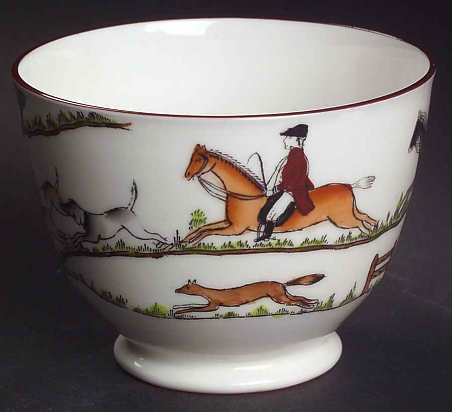 Hunting Scene Open Sugar Bowl by Crown Staffordshire-1