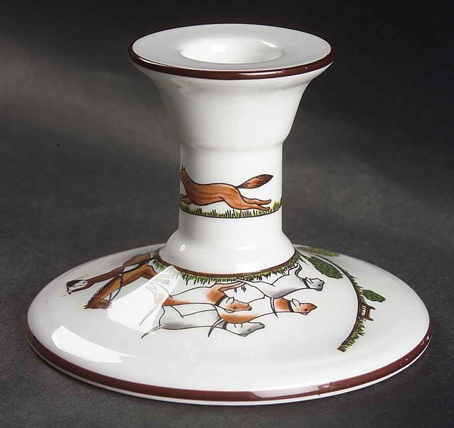 Hunting Scene 3" Candlestick by Crown Staffordshire-1
