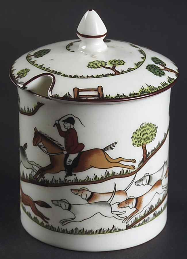 Hunting Scene Jam/Jelly & Lid by Crown Staffordshire-1