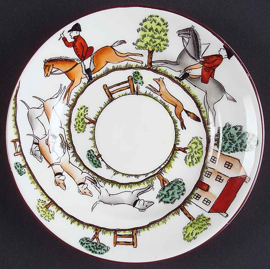 Hunting Scene Underplate for Jam/Jelly by Crown Staffordshire-1