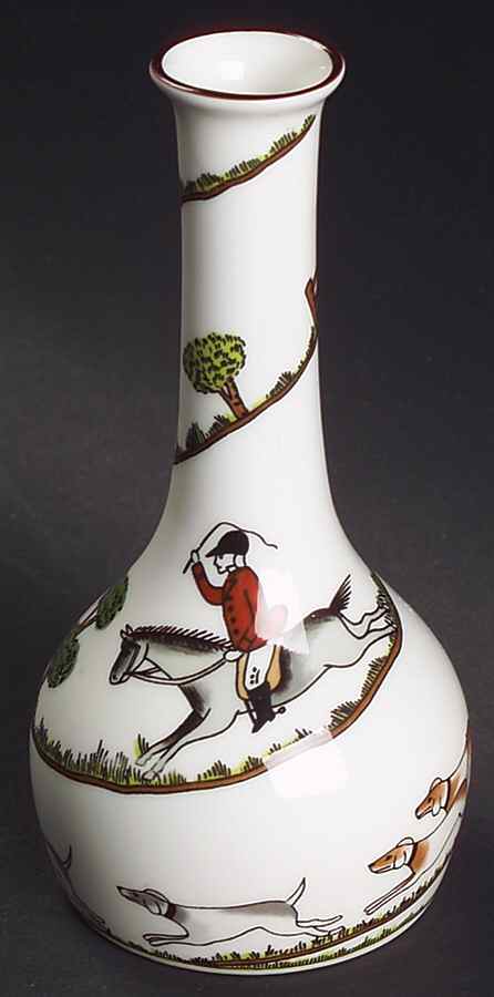 Hunting Scene 5" Bud Vase by Crown Staffordshire-1