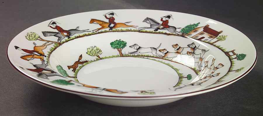 Hunting Scene Rim Soup Bowl by Crown Staffordshire-1