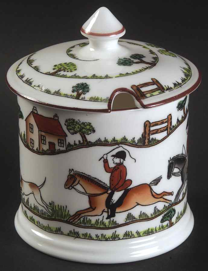 Hunting Scene Jam/Jelly & Lid by Crown Staffordshire-1