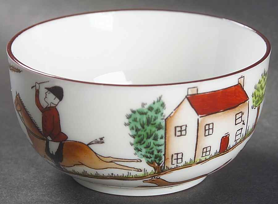 Hunting Scene Mini Open Sugar Bowl by Crown Staffordshire-1