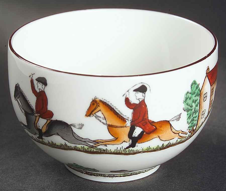 Hunting Scene Mini Open Sugar Bowl by Crown Staffordshire-1