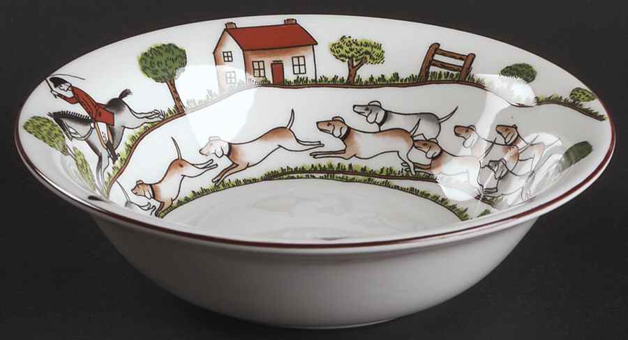 Hunting Scene Coupe Cereal Bowl by Crown Staffordshire-1