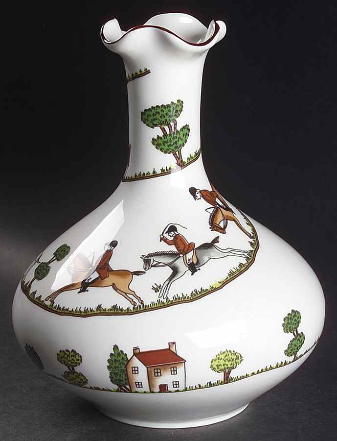 Hunting Scene High Vase (Bulbous) by Crown Staffordshire-1
