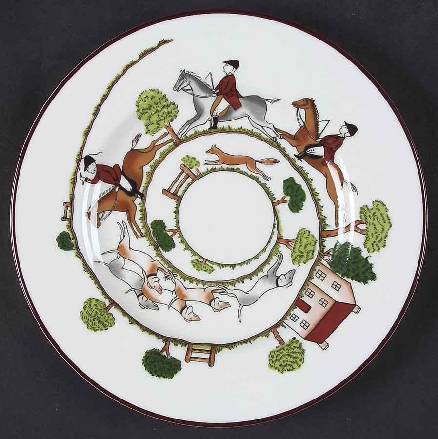 Hunting Scene Dessert/Pie Plate by Crown Staffordshire-1
