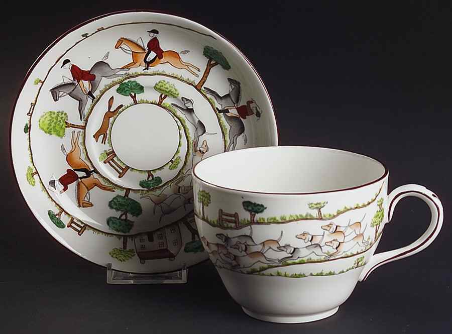 Hunting Scene Jumbo Cup & Saucer Set by Crown Staffordshire-1