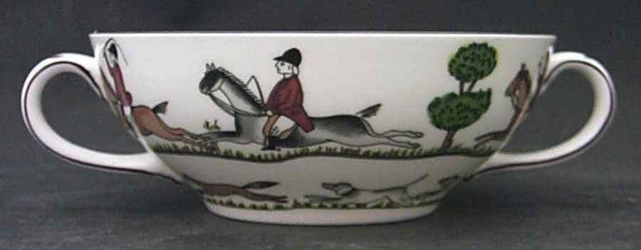 Hunting Scene Flat Cream Soup Bowl by Crown Staffordshire-1