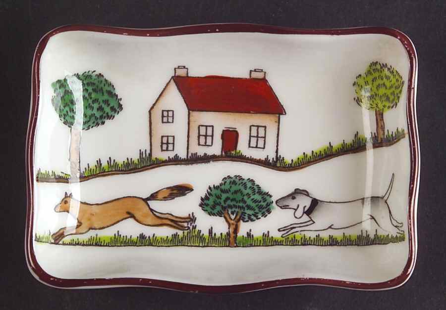 Hunting Scene Small Ashtray by Crown Staffordshire-1